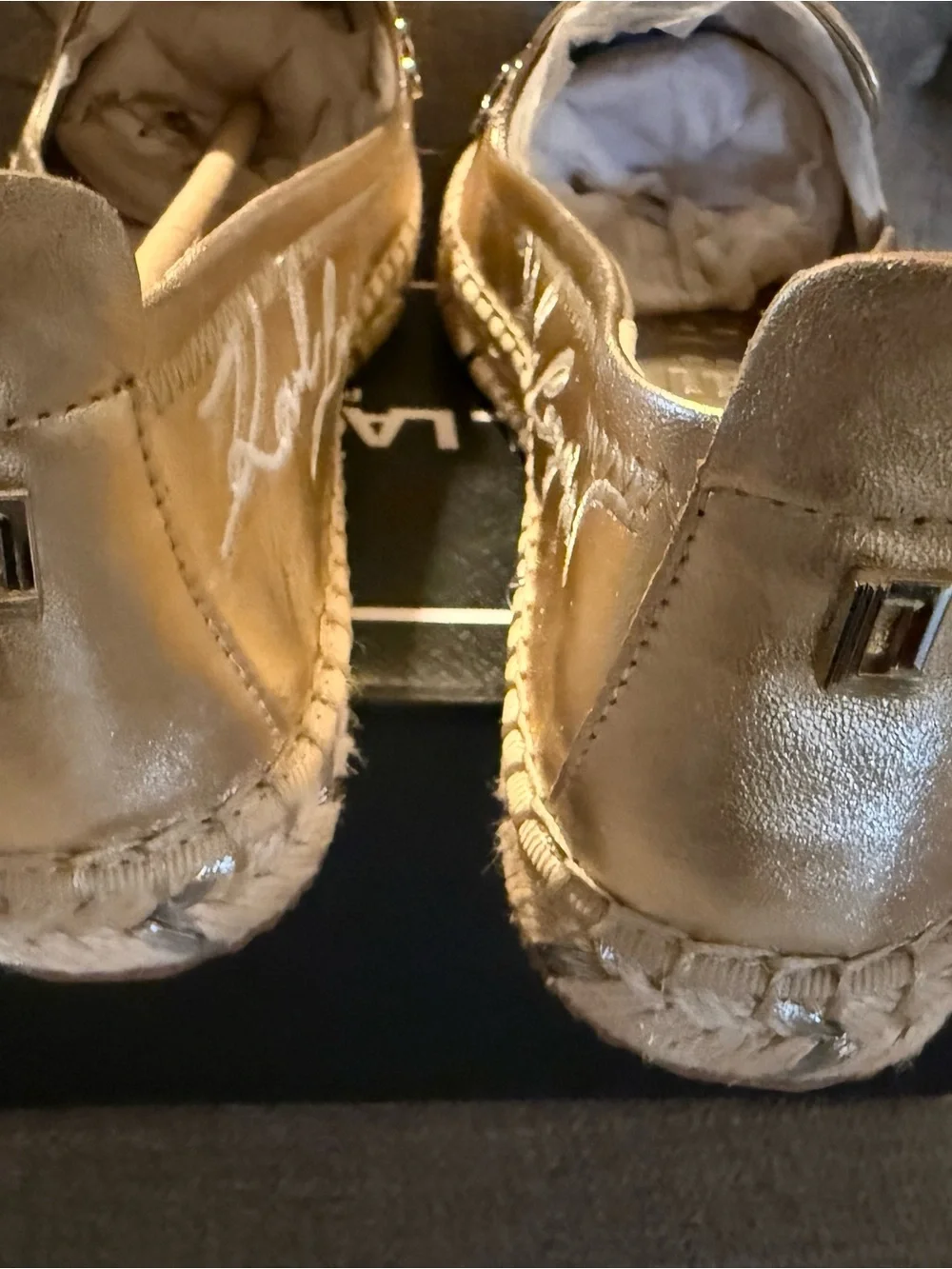 Karl Lagerfeld Metallic Gold Slip-On Espadrilles